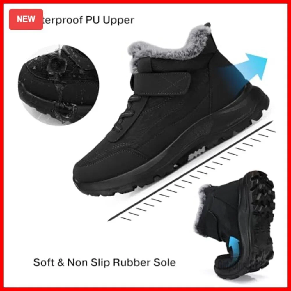 Women's Waterproof Snow Boots, Faux Fur Lined, Anti-Slip Winter Booties
